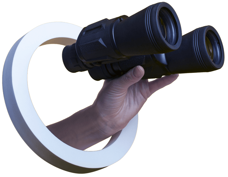 Hand holding binoculars